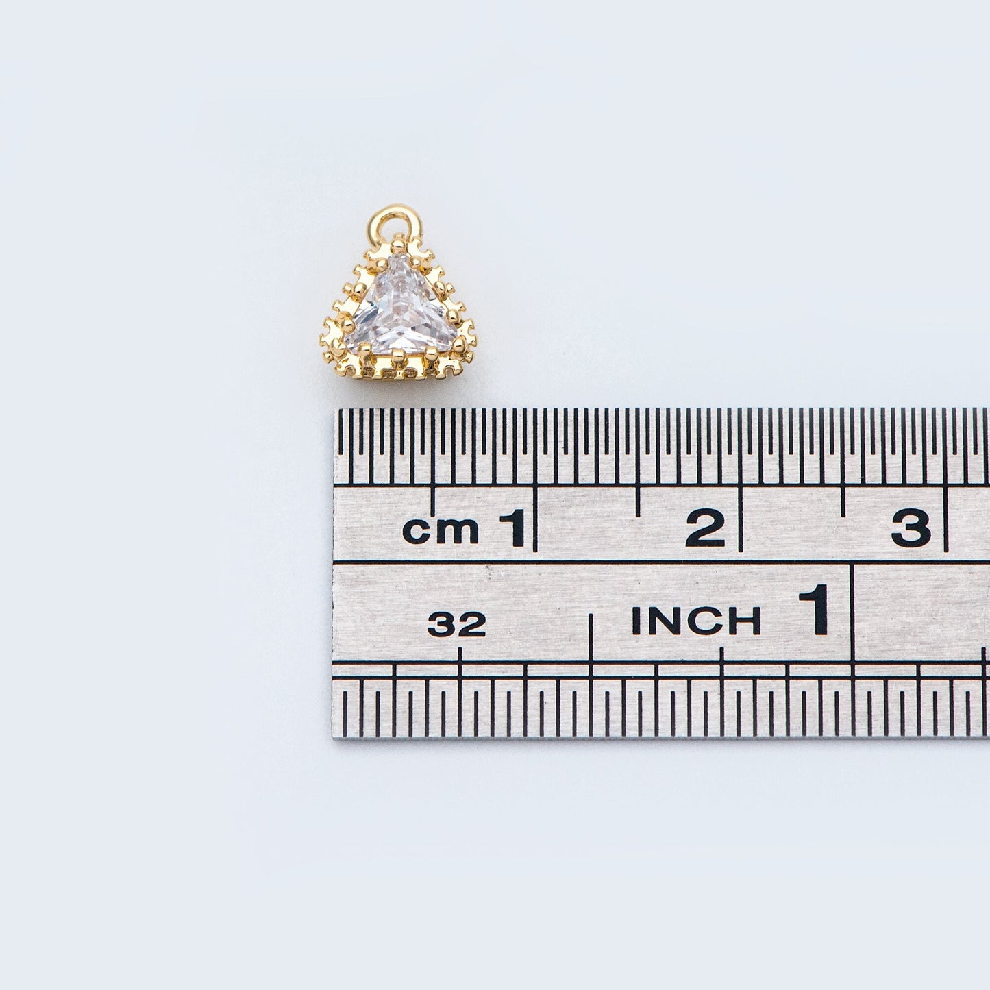 10pcs CZ pave Gold/ Silver tone Triangle Charms 9x8mm, Gold/ Rhodium Plated Brass Triangle Pendants (GB-763)