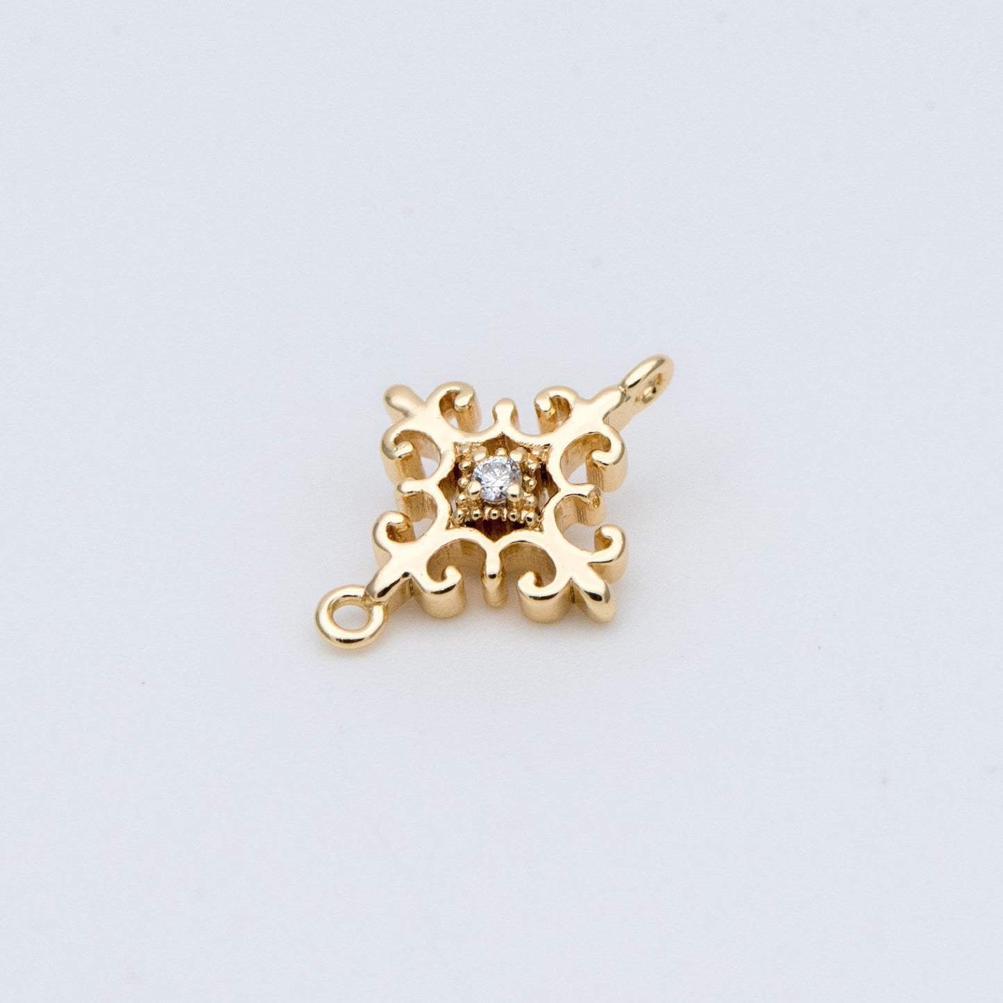 10pcs Gold plated Brass Cross Charms 13x10mm, CZ pave Cross Connector Pendants (GB-776)