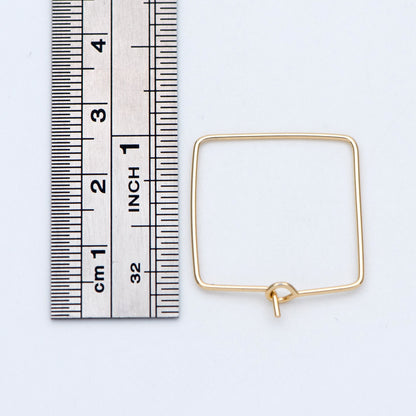 10pcs Gold/ Silver Tone Square Earring Hoops, 22mm Geometric Ear Wire Charm Pendants, Threader Earring Components (GB-702)