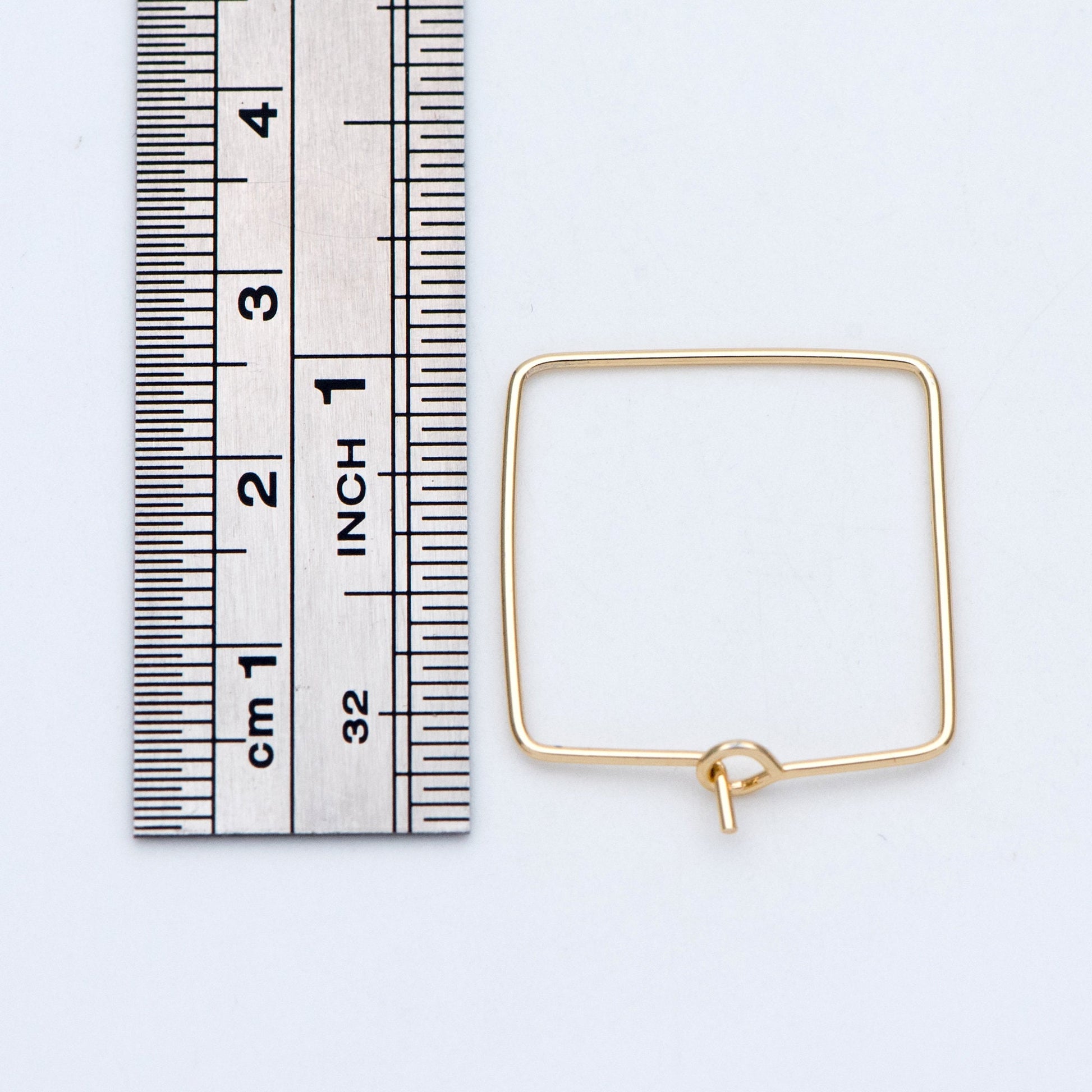 10pcs Gold/ Silver Tone Square Earring Hoops, 22mm Geometric Ear Wire Charm Pendants, Threader Earring Components (GB-702)