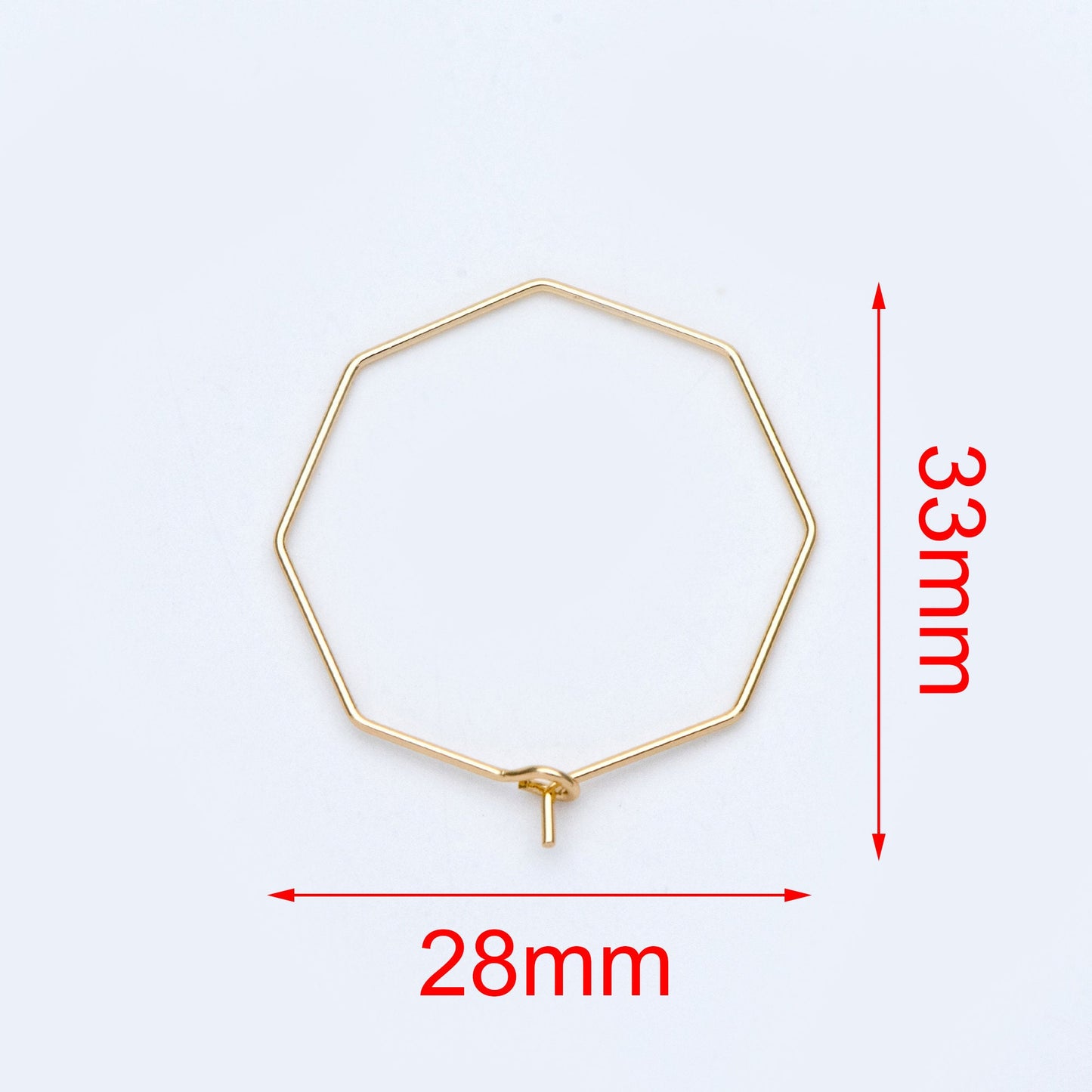 10pcs Gold/ Silver tone Octagon Hoop Earring 28mm, 18K Gold/ Rhodium plated Brass, Geometric Ear Wire Components (GB-703)