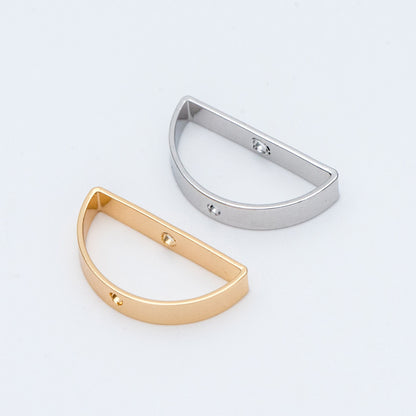 10pcs Gold/ Silver tone Semicircle Link Pendants 21x11mm, Gold/ Rhodium plated Brass, Geometric Half Moon Charms with 2 Holes (GB-791)