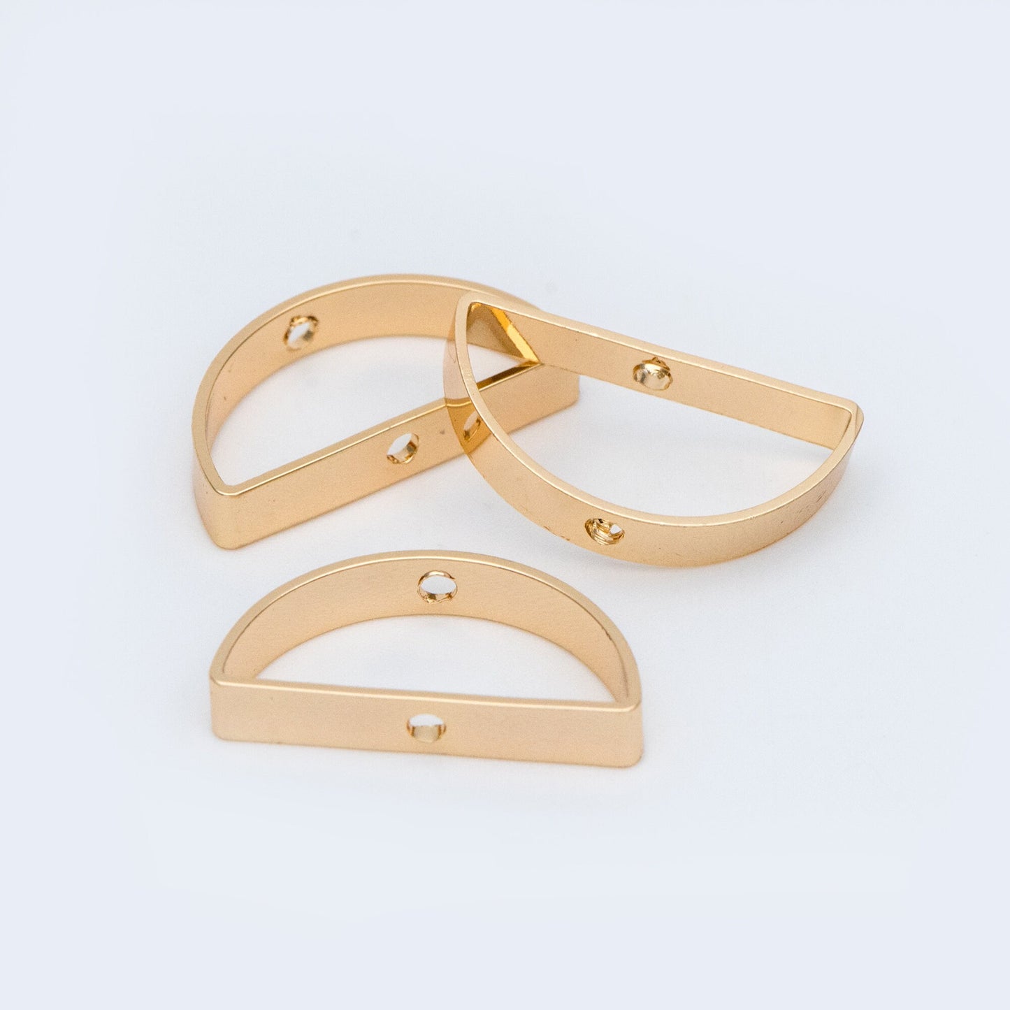 10pcs Gold/ Silver tone Semicircle Link Pendants 21x11mm, Gold/ Rhodium plated Brass, Geometric Half Moon Charms with 2 Holes (GB-791)