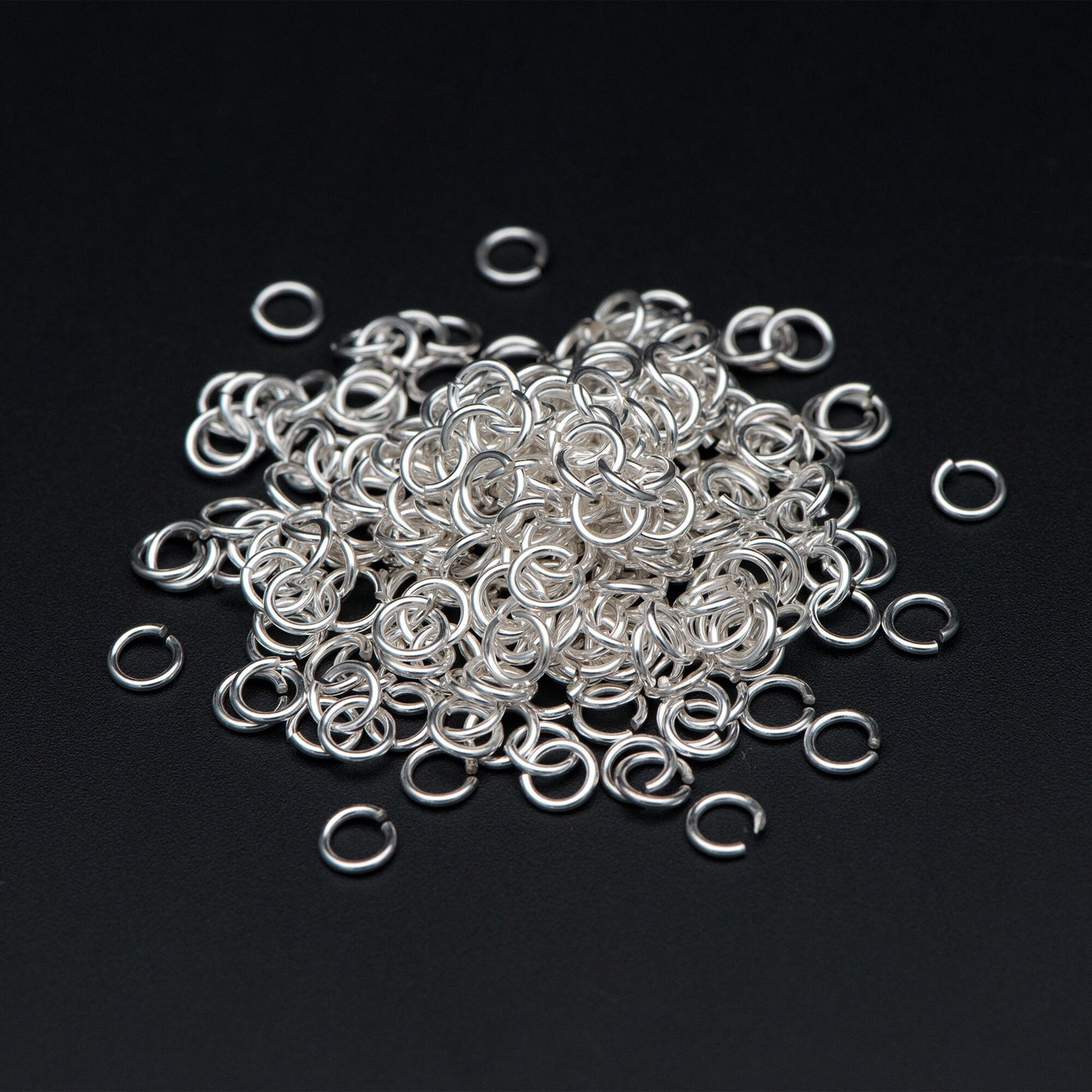 50pcs Sterling Silver Open Jump Rings, 4-6mm by 0.7-0.8mm (20-21 Gauge), .925 Silver Split Ring (CY-007)