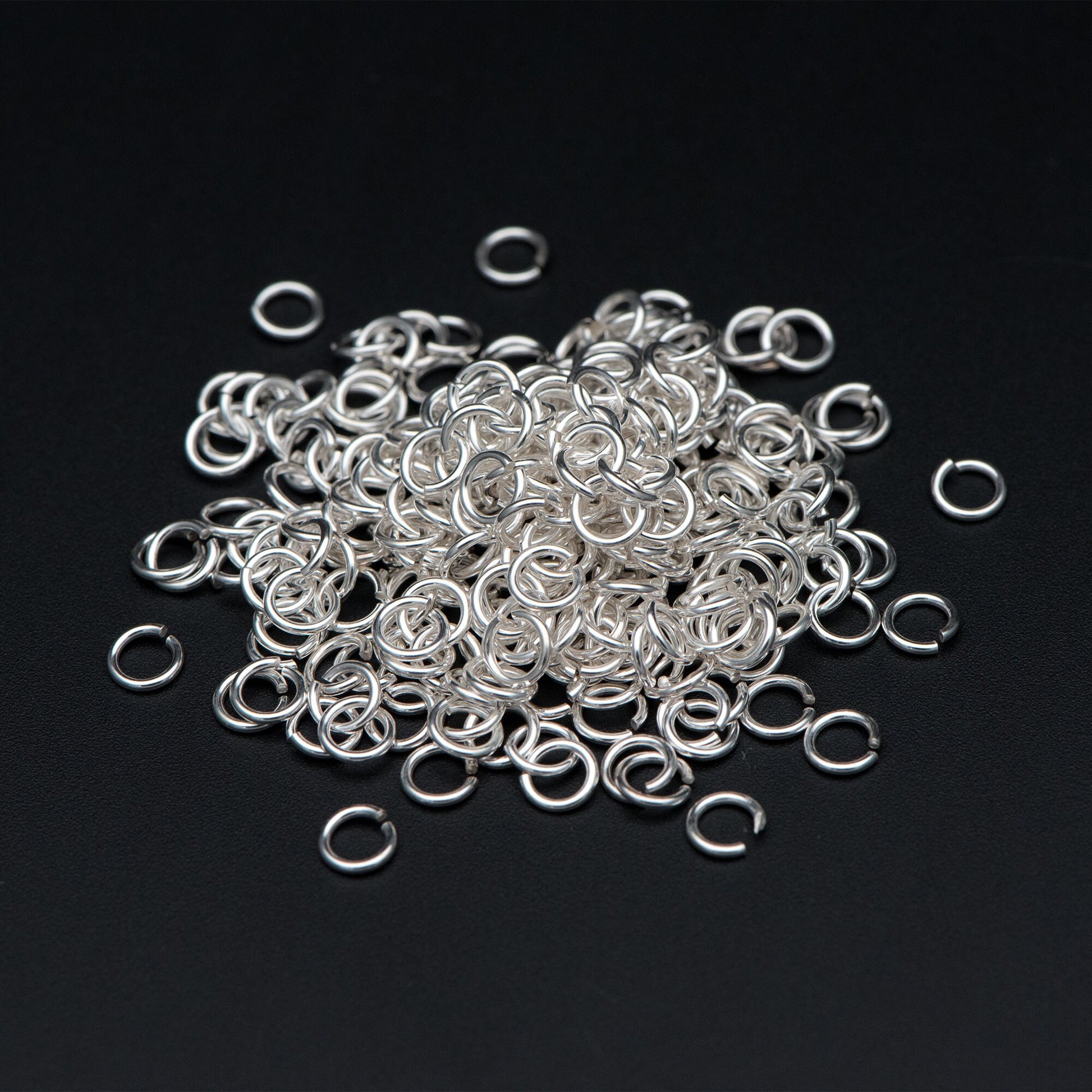 50pcs Sterling Silver Open Jump Rings, 4-6mm by 0.7-0.8mm (20-21 Gauge), .925 Silver Split Ring (CY-007)