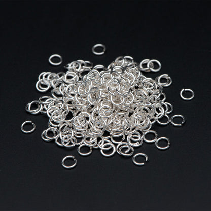 50pcs Sterling Silver Open Jump Rings, 4-6mm by 0.7-0.8mm (20-21 Gauge), .925 Silver Split Ring (CY-007)