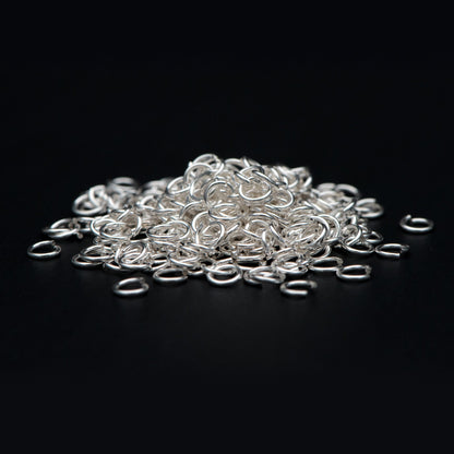 50pcs Sterling Silver Open Jump Rings, 4-6mm by 0.7-0.8mm (20-21 Gauge), .925 Silver Split Ring (CY-007)