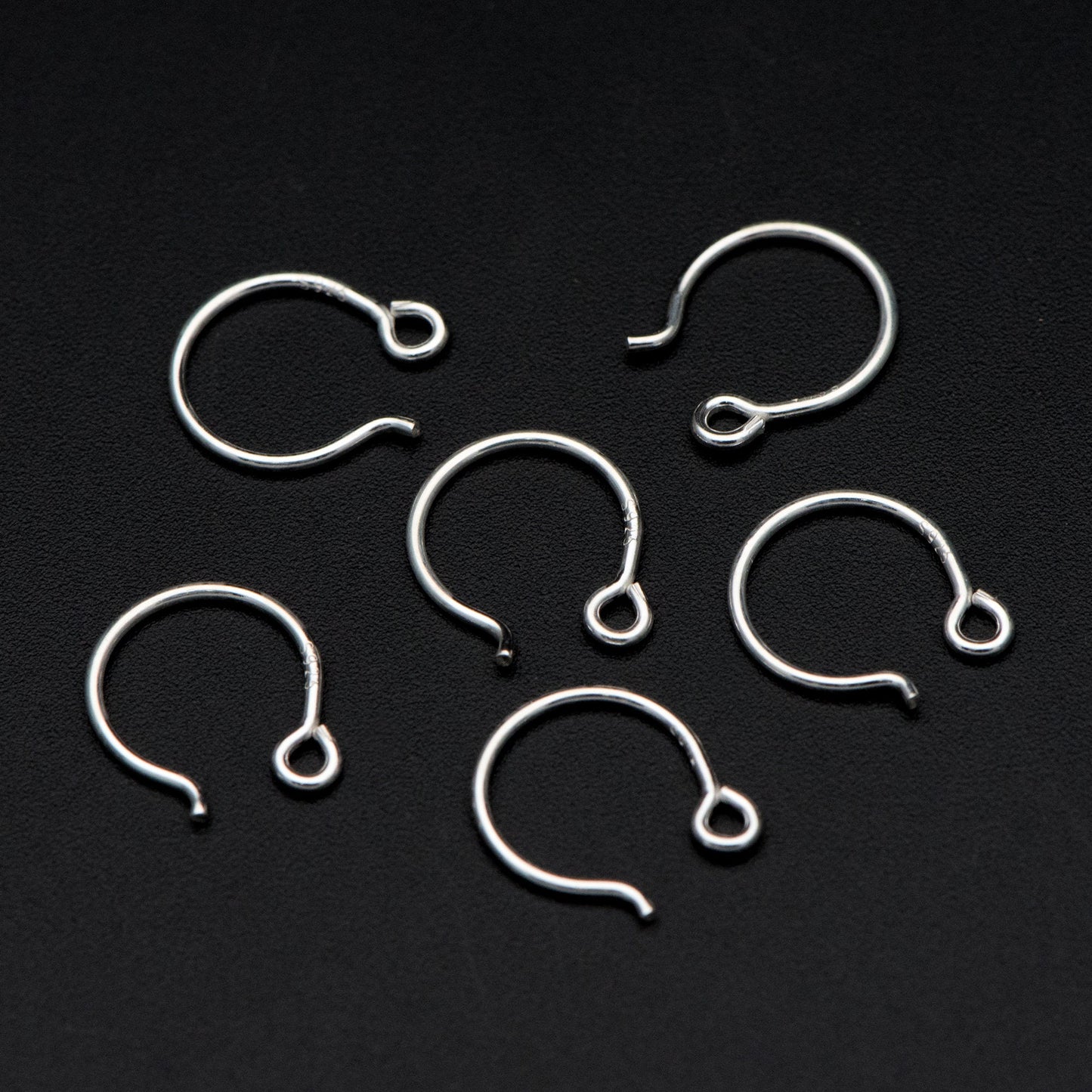 10pcs Sterling Silver Earring Hooks, .925 Silver Round Earwires 12x10mm (CY-016)