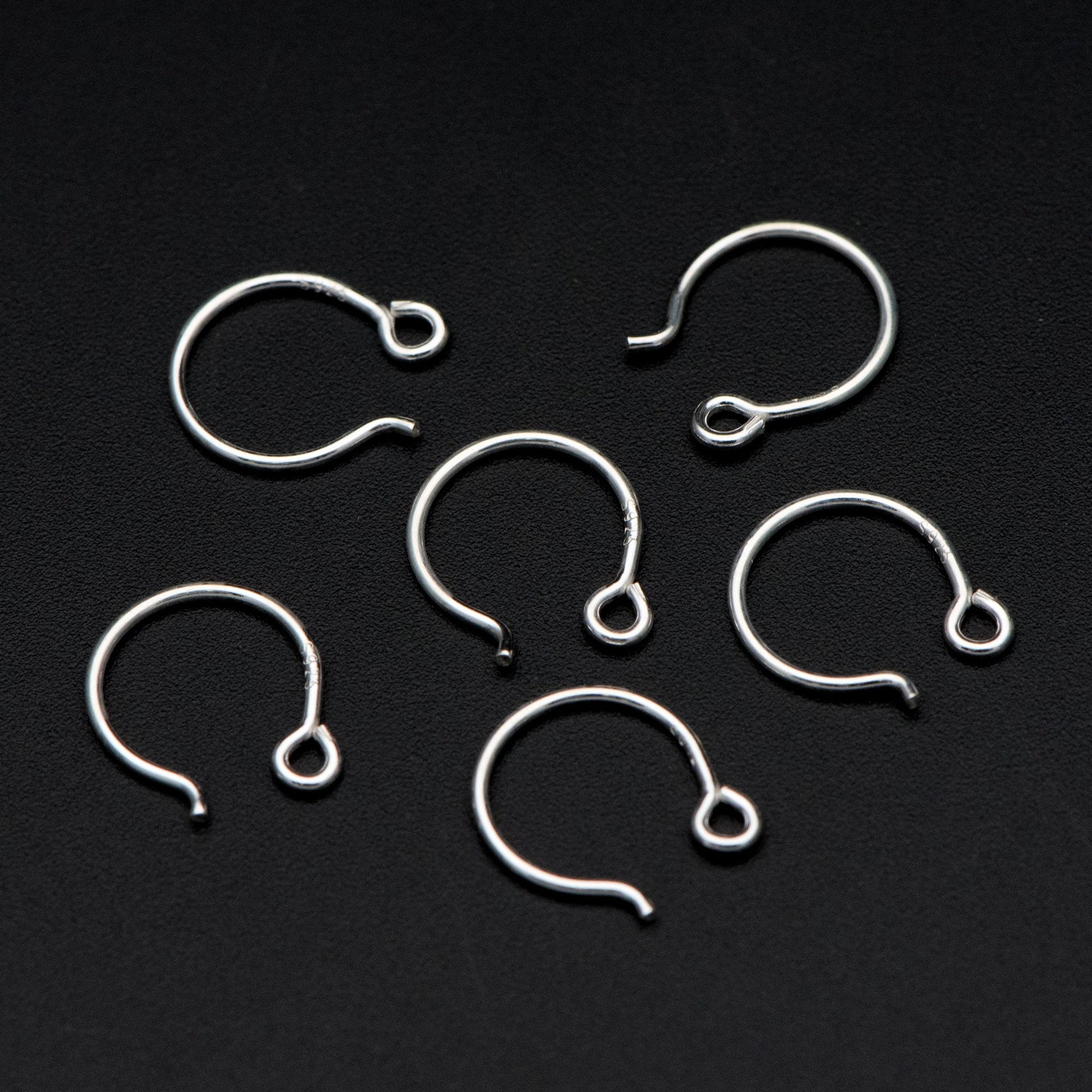 10pcs Sterling Silver Earring Hooks, .925 Silver Round Earwires 12x10mm (CY-016)