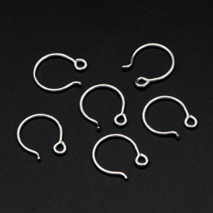 10pcs Sterling Silver Earring Hooks, .925 Silver Round Earwires 12x10mm (CY-016)