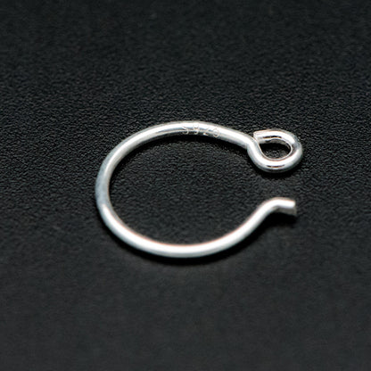10pcs Sterling Silver Earring Hooks, .925 Silver Round Earwires 12x10mm (CY-016)