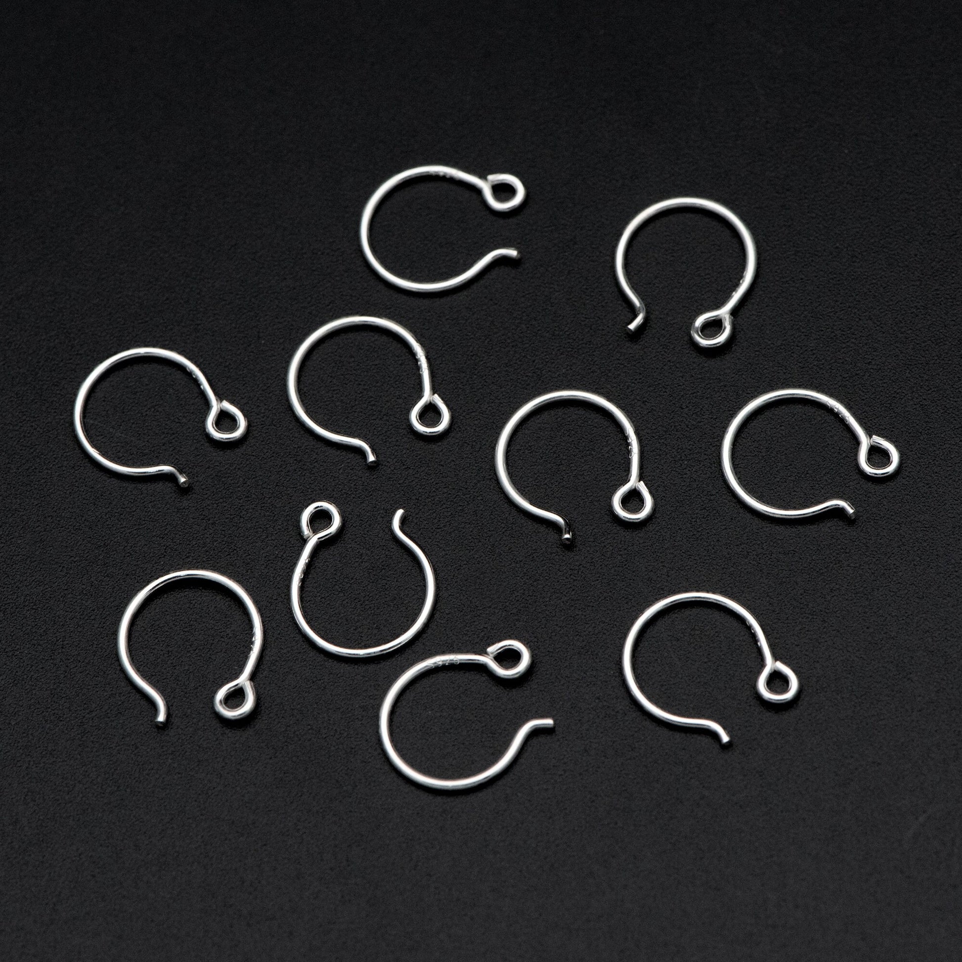 10pcs Sterling Silver Earring Hooks, .925 Silver Round Earwires 12x10mm (CY-016)
