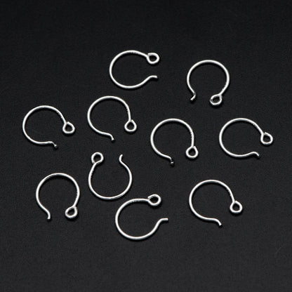 10pcs Sterling Silver Earring Hooks, .925 Silver Round Earwires 12x10mm (CY-016)