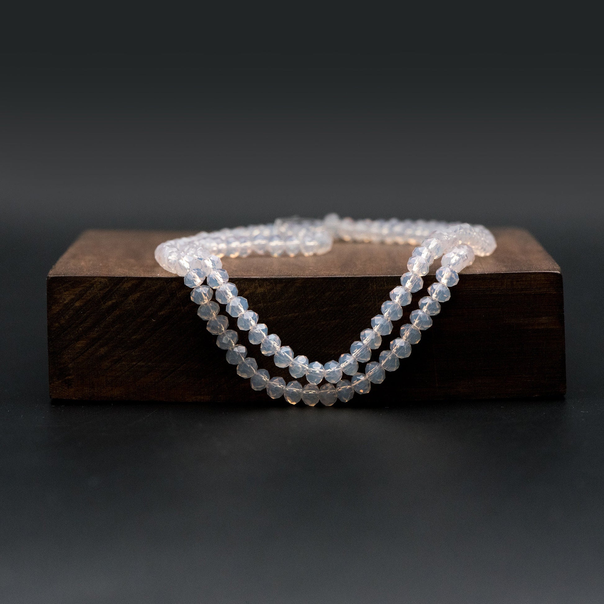 145pcs Crystal Glass Faceted Rondelle Glass Beads 3x4mm, Opal Grey / (BZ04-177)