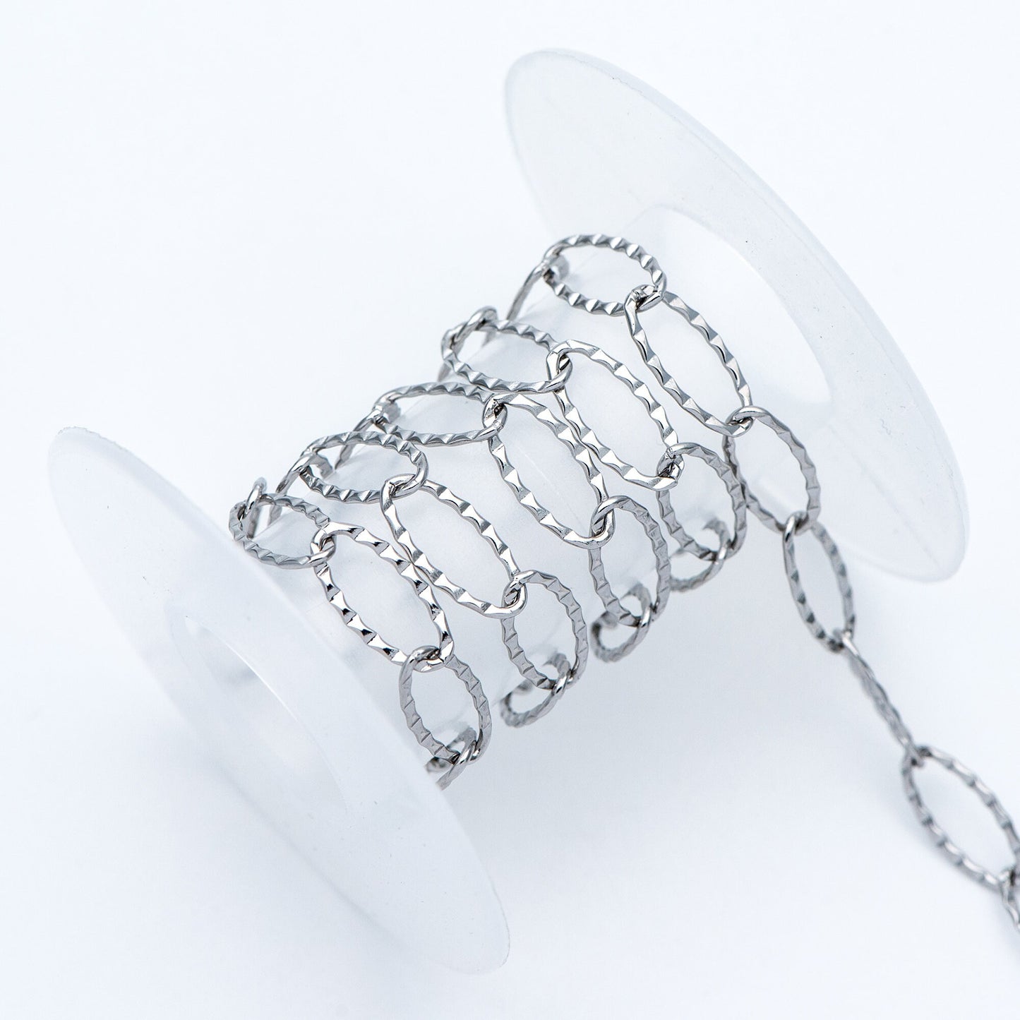 Stainless Steel Long Oval Chains, Silver tone Link 15x7mm, Craft DIY Chain Findings Wholesale (#LK-300)/ 1 Meter=3.3 ft