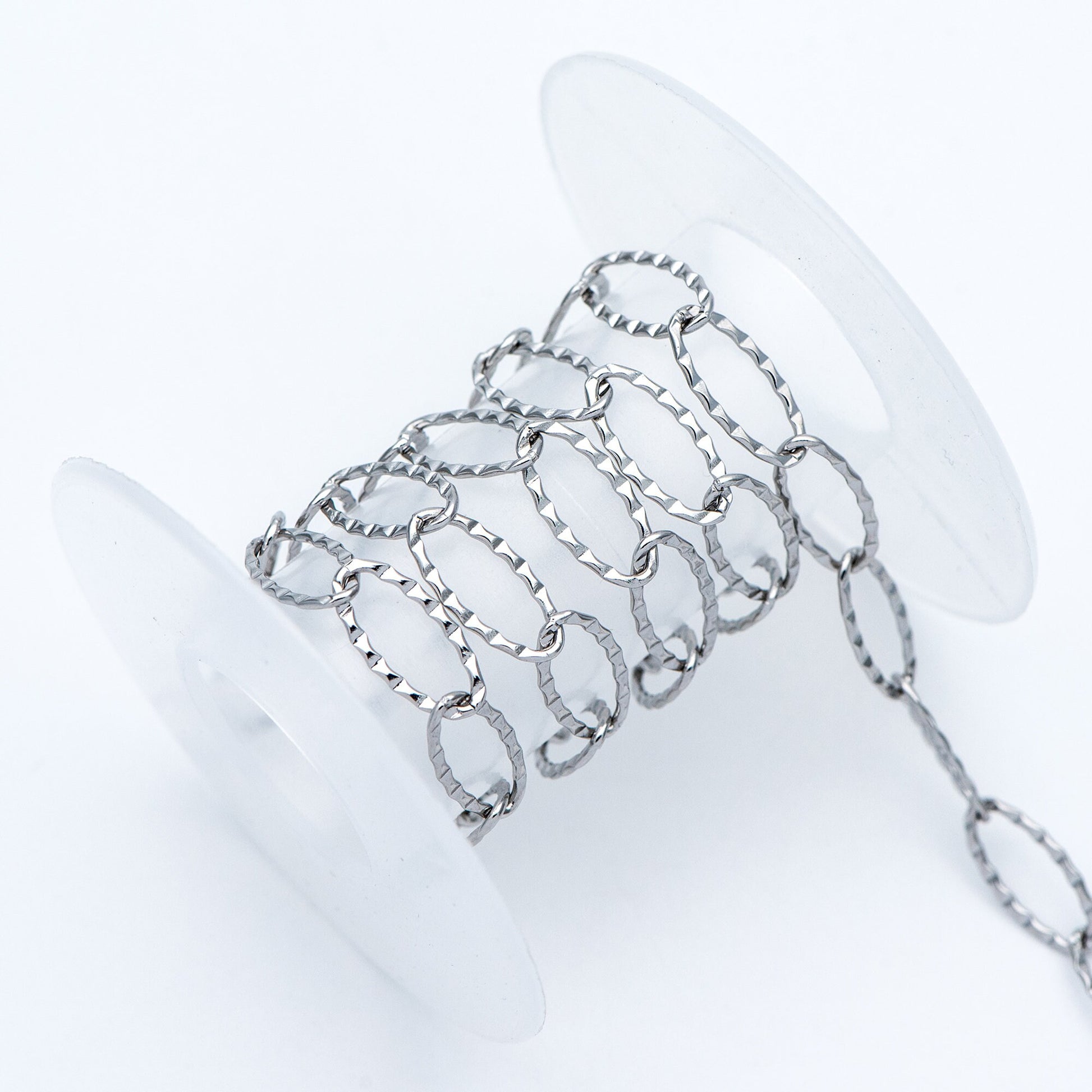 Stainless Steel Long Oval Chains, Silver tone Link 15x7mm, Craft DIY Chain Findings Wholesale (#LK-300)/ 1 Meter=3.3 ft