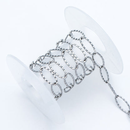 Stainless Steel Long Oval Chains, Silver tone Link 15x7mm, Craft DIY Chain Findings Wholesale (#LK-300)/ 1 Meter=3.3 ft