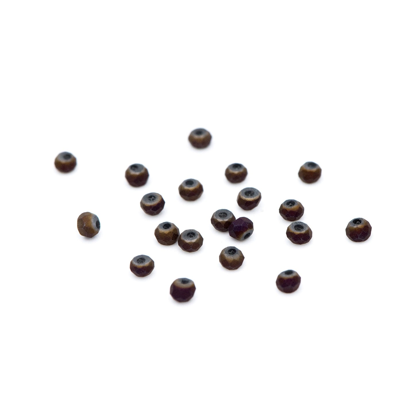 Crystal Glass Rondelle Faceted Tiny beads 3mm, Metal Purple Mette (#BZ99-7) (A set of 190 beads)