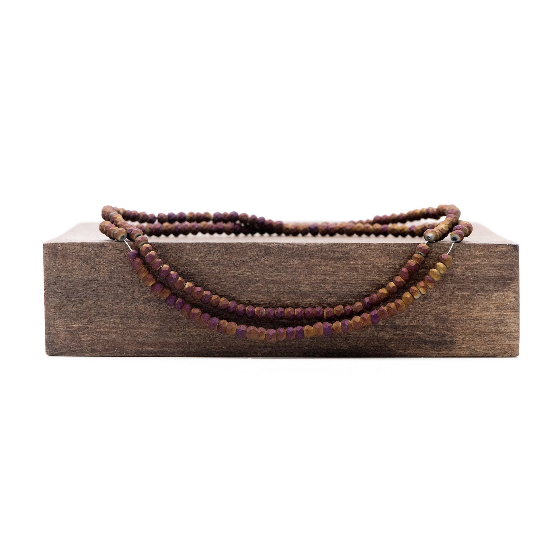 Crystal Glass Rondelle Faceted Tiny beads 3mm, Metal Purple Mette (#BZ99-7) (A set of 190 beads)