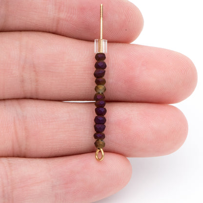 Crystal Glass Rondelle Faceted Tiny beads 3mm, Metal Purple Mette (#BZ99-7) (A set of 190 beads)