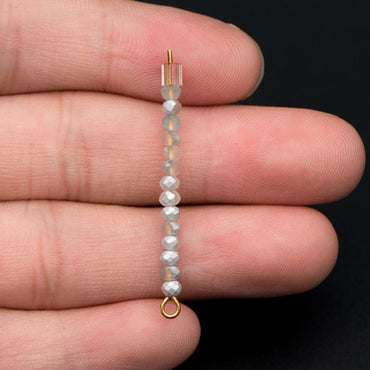 Crystal Glass Rondelle Faceted Tiny beads 3mm, Half Silver Matte (#BZ99-4) (A set of 190 beads)