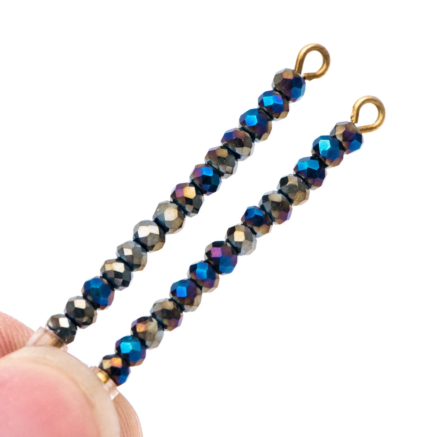 Crystal Glass Rondelle Faceted Tiny beads 3mm, Half Metal Blue (#BZ99-13) (A set of 190 beads)