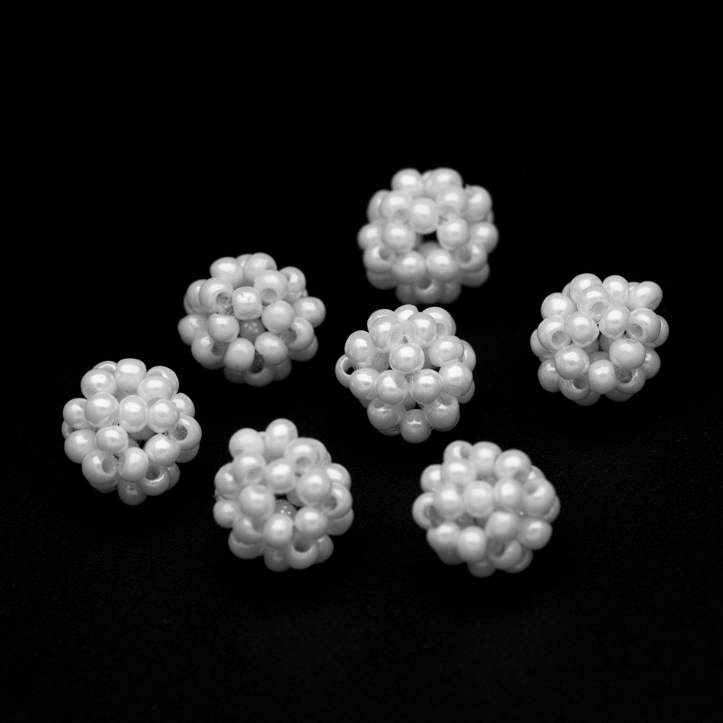10pcs Japan Miyuki Seed Glass Beadd Cluster 8mm, White Beaded Ball Charm Pendants (RM-44)