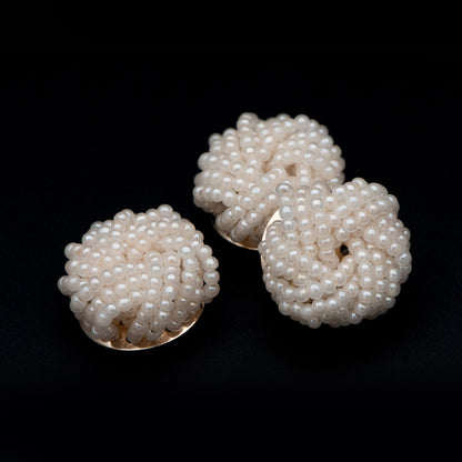 4pcs Glass Seed Beads Cluster 19x9mm, Handmade Beaded Flower Cabochons, Faux Pearl（FB-053)