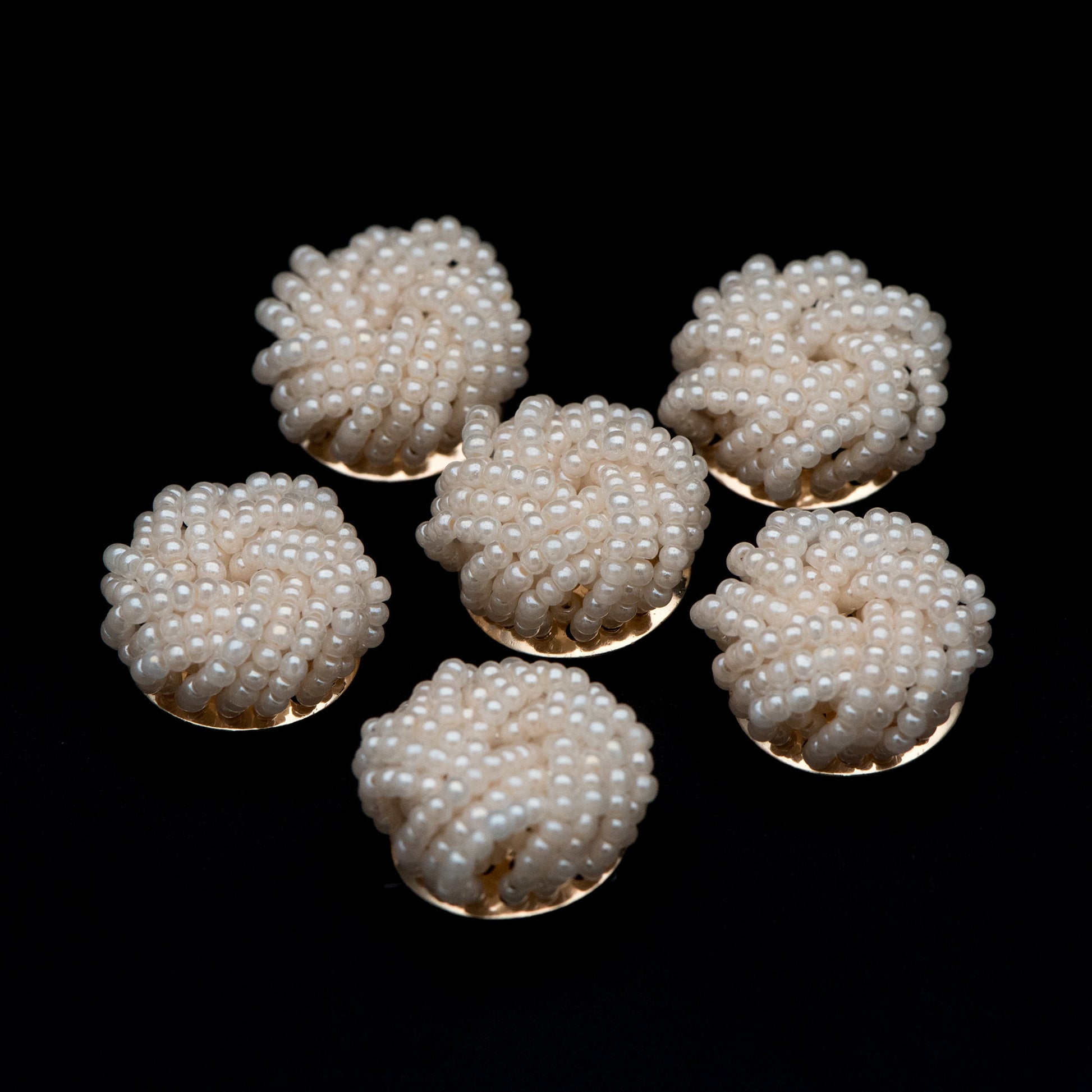 4pcs Glass Seed Beads Cluster 19x9mm, Handmade Beaded Flower Cabochons, Faux Pearl（FB-053)