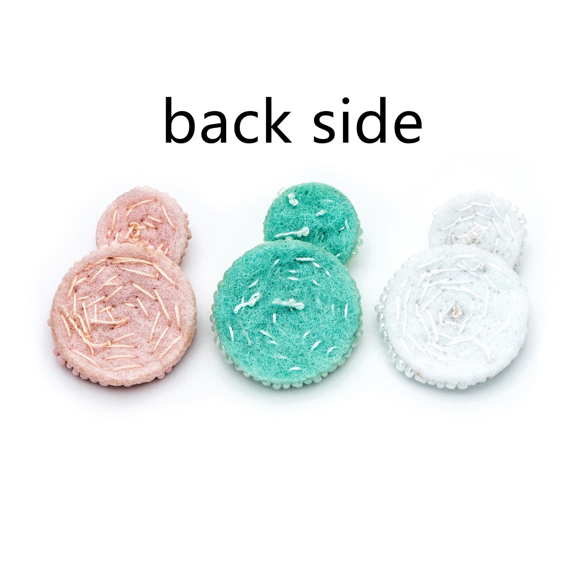 4pcs Glass Seed Beads Round Pendants 36mm, Flat Back, Beaded Hair Accessories, DIY Earring Components, (FB-052)