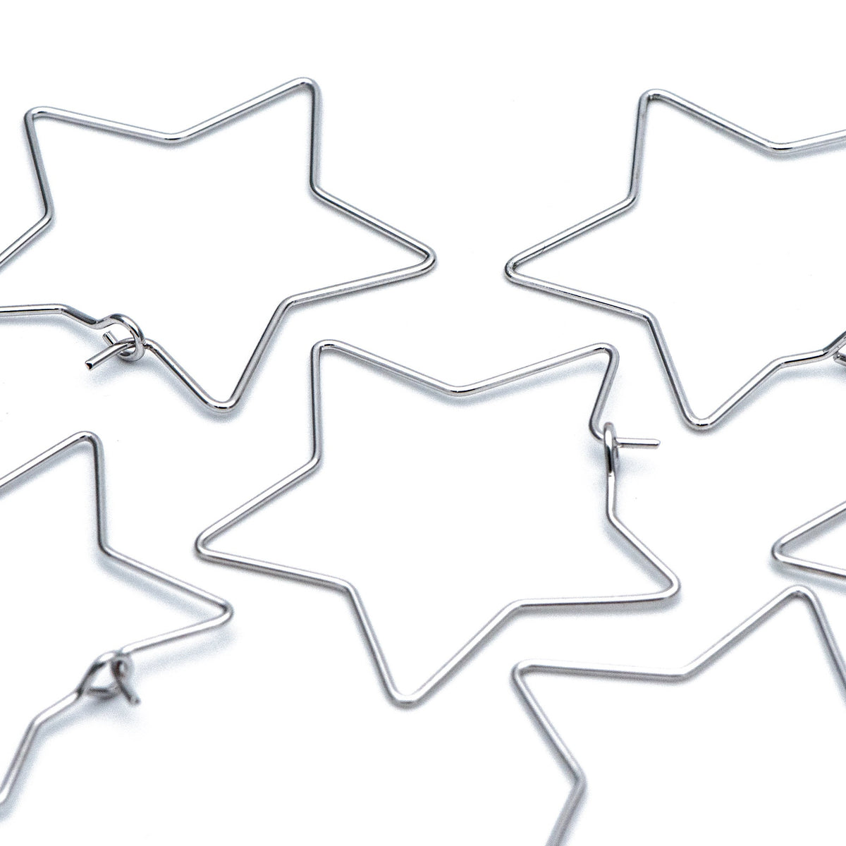 10pcs Gold/ Silver tone Star Earring Hoops 34mm, Gold/ Rhodium plated Brass, Geometric Ear Wire, Threader Earring Components (GB-698-C)