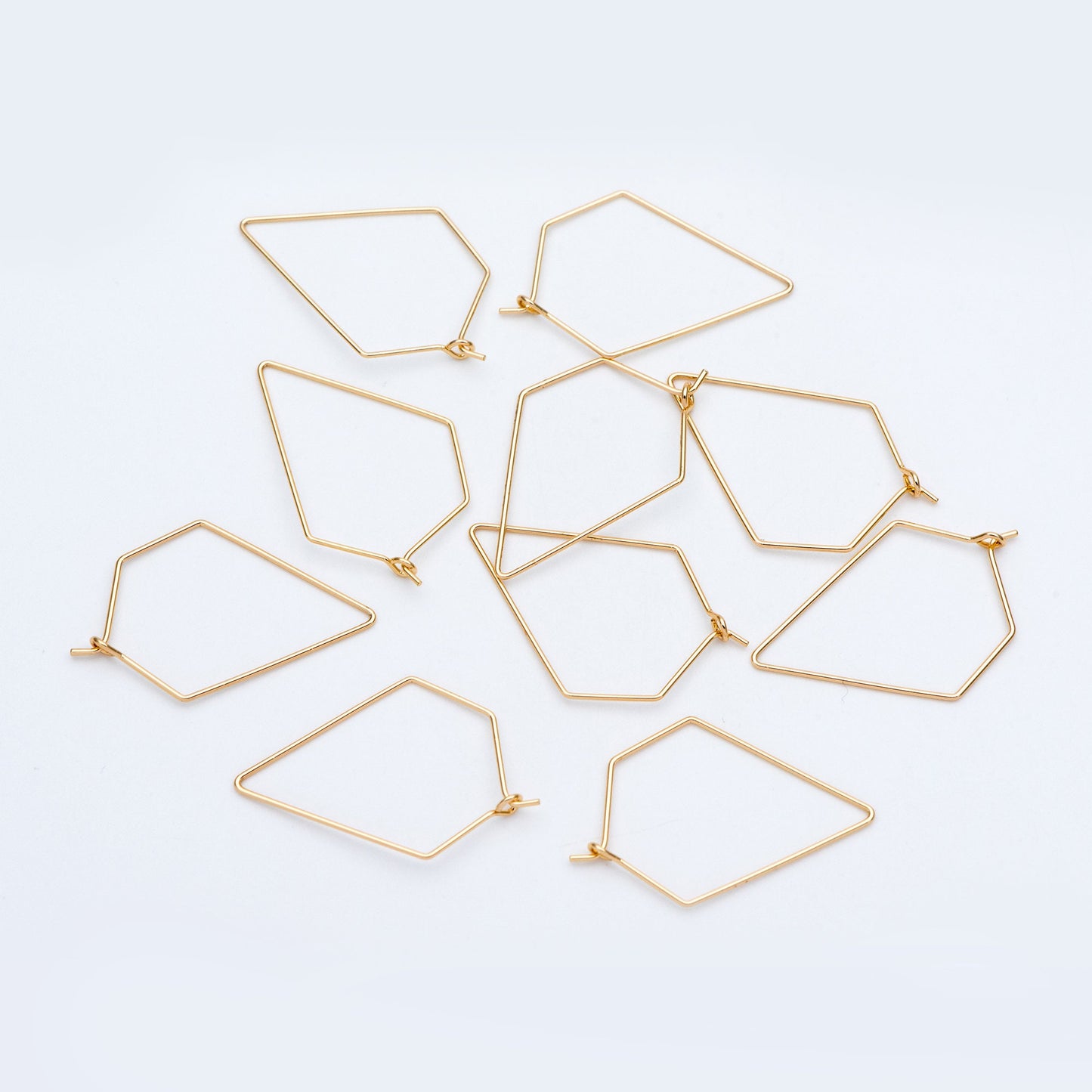 10pcs Gold/ Silver tone Geometric Hoop Earring 35x23mm, 18K Gold/ Rhodium plated Brass, Ear Wire Components (GB-705)