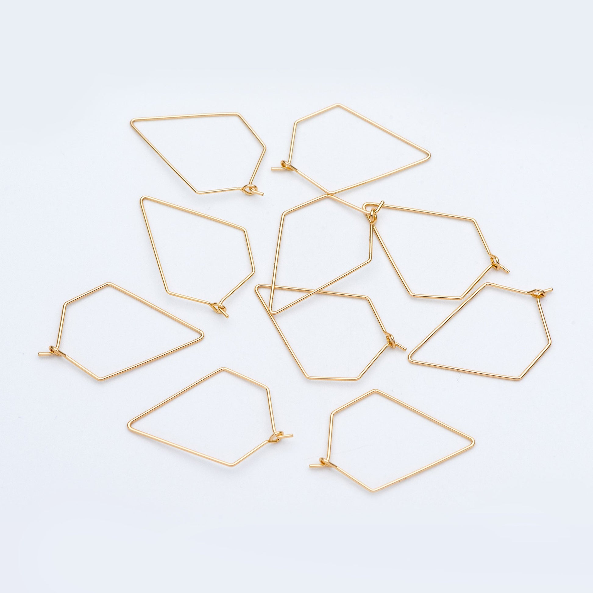 10pcs Gold/ Silver tone Geometric Hoop Earring 35x23mm, 18K Gold/ Rhodium plated Brass, Ear Wire Components (GB-705)