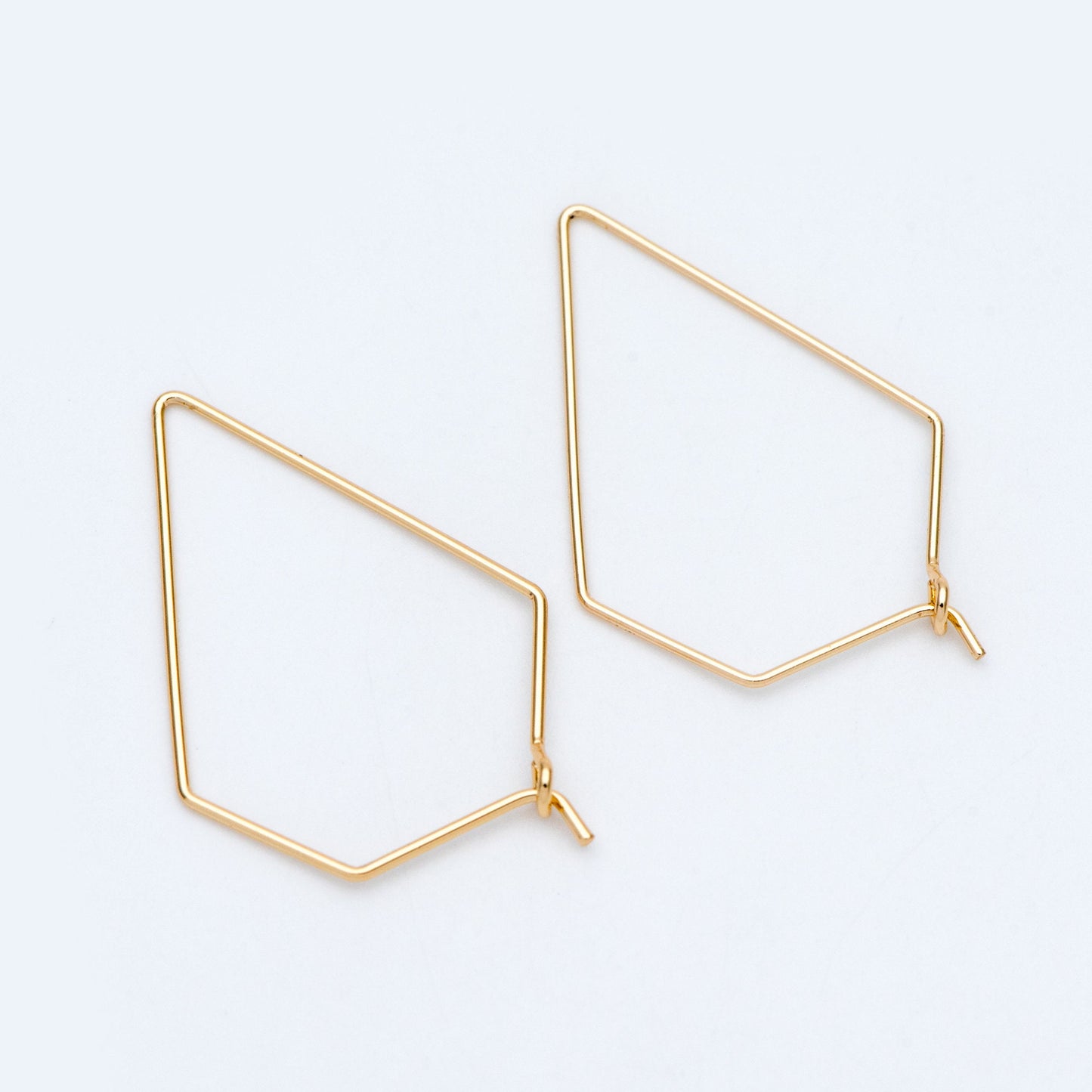 10pcs Gold/ Silver tone Geometric Hoop Earring 35x23mm, 18K Gold/ Rhodium plated Brass, Ear Wire Components (GB-705)
