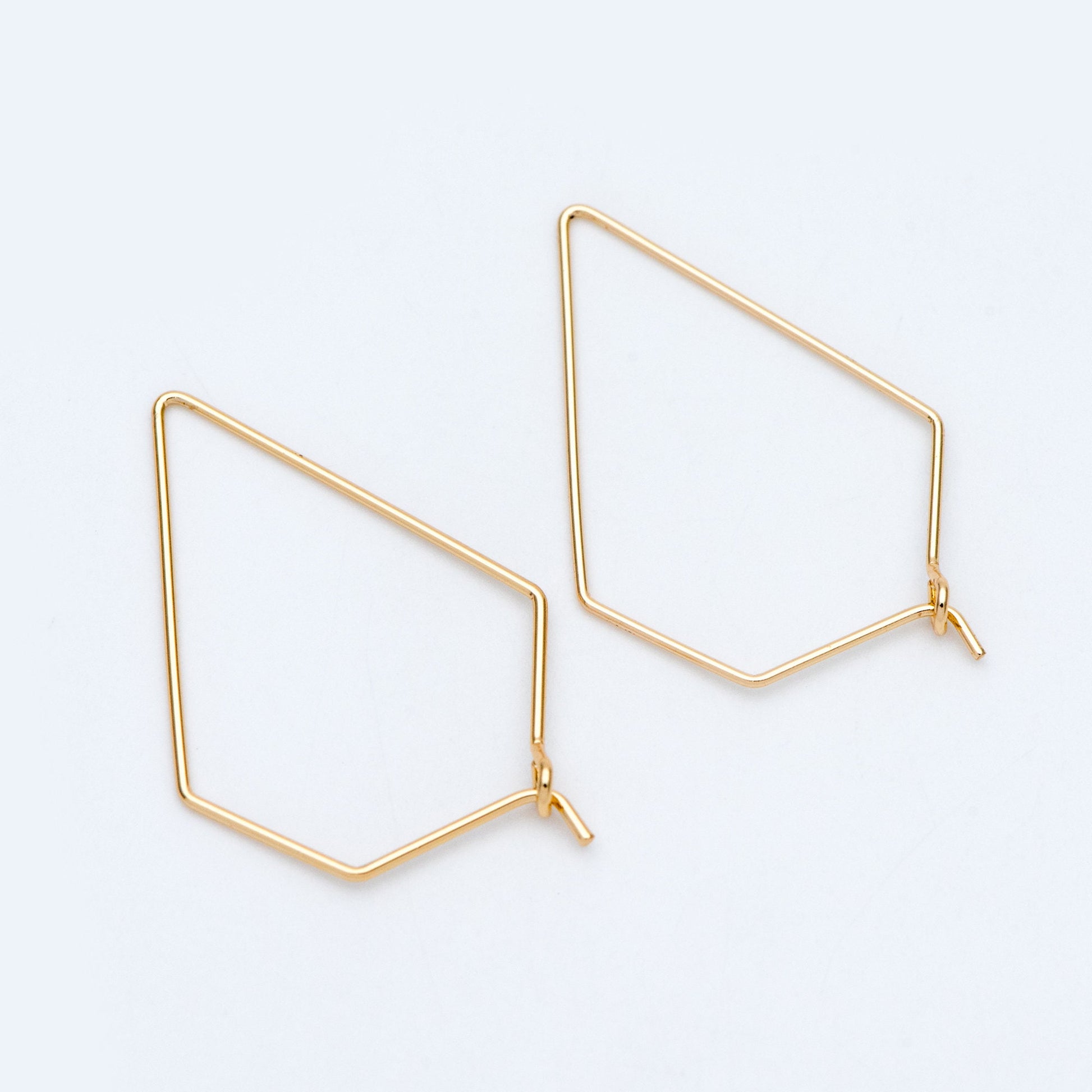 10pcs Gold/ Silver tone Geometric Hoop Earring 35x23mm, 18K Gold/ Rhodium plated Brass, Ear Wire Components (GB-705)