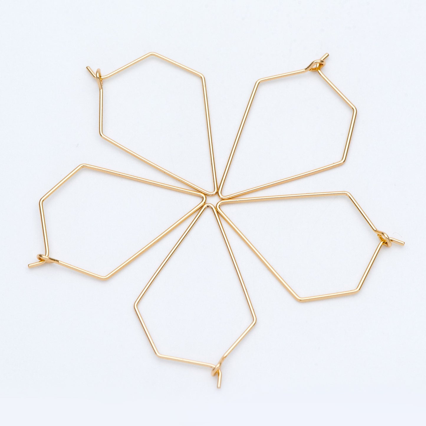 10pcs Gold/ Silver tone Geometric Hoop Earring 35x23mm, 18K Gold/ Rhodium plated Brass, Ear Wire Components (GB-705)