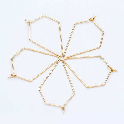 10pcs Gold/ Silver tone Geometric Hoop Earring 35x23mm, 18K Gold/ Rhodium plated Brass, Ear Wire Components (GB-705)