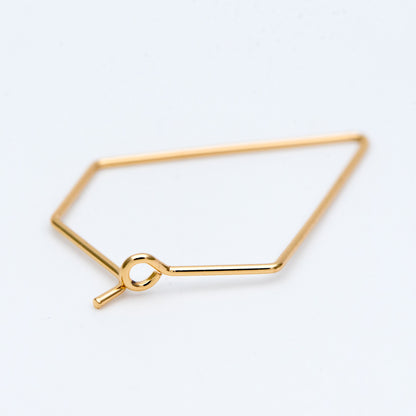 10pcs Gold/ Silver tone Geometric Hoop Earring 35x23mm, 18K Gold/ Rhodium plated Brass, Ear Wire Components (GB-698-B)