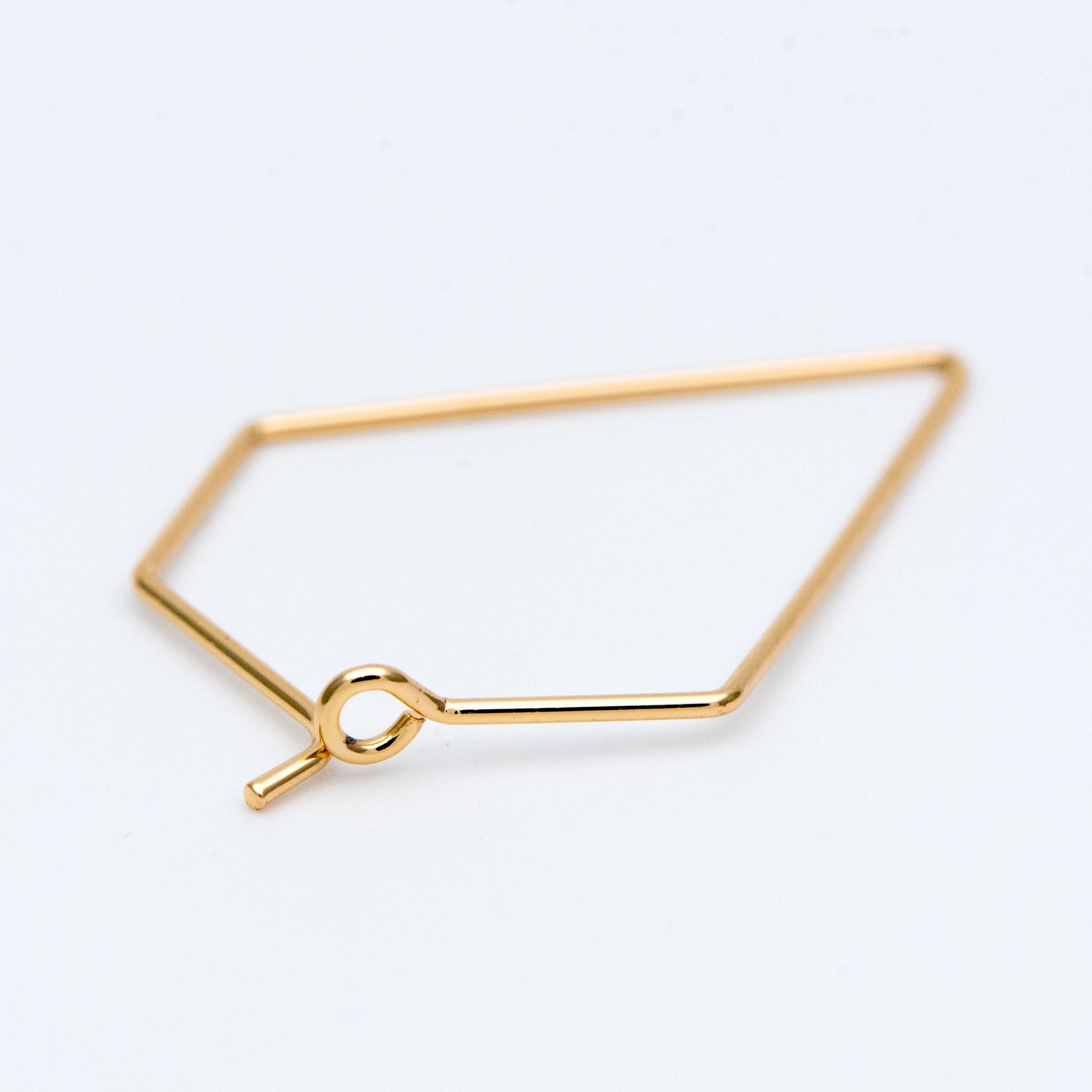 10pcs Gold/ Silver tone Geometric Hoop Earring 35x23mm, 18K Gold/ Rhodium plated Brass, Ear Wire Components (GB-705)