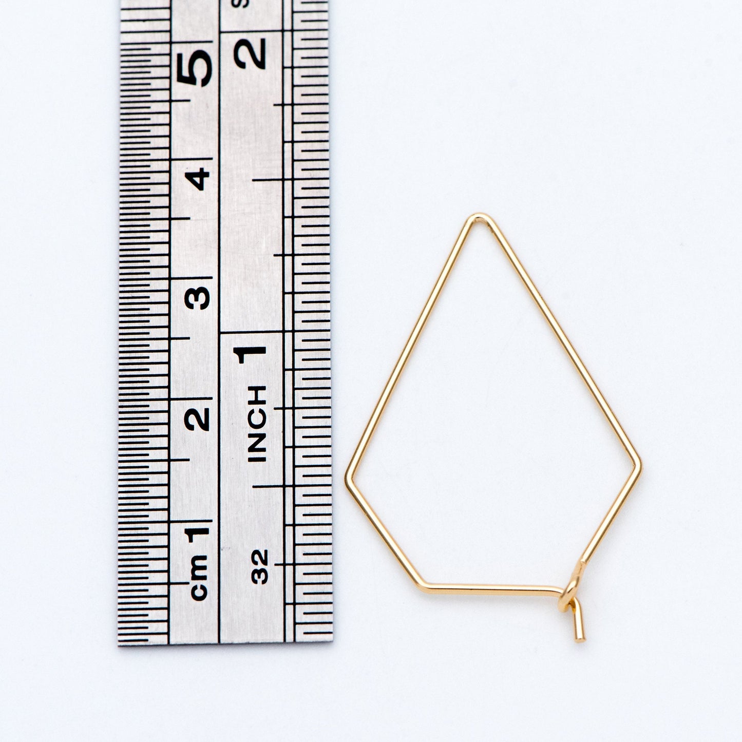 10pcs Gold/ Silver tone Geometric Hoop Earring 35x23mm, 18K Gold/ Rhodium plated Brass, Ear Wire Components (GB-705)