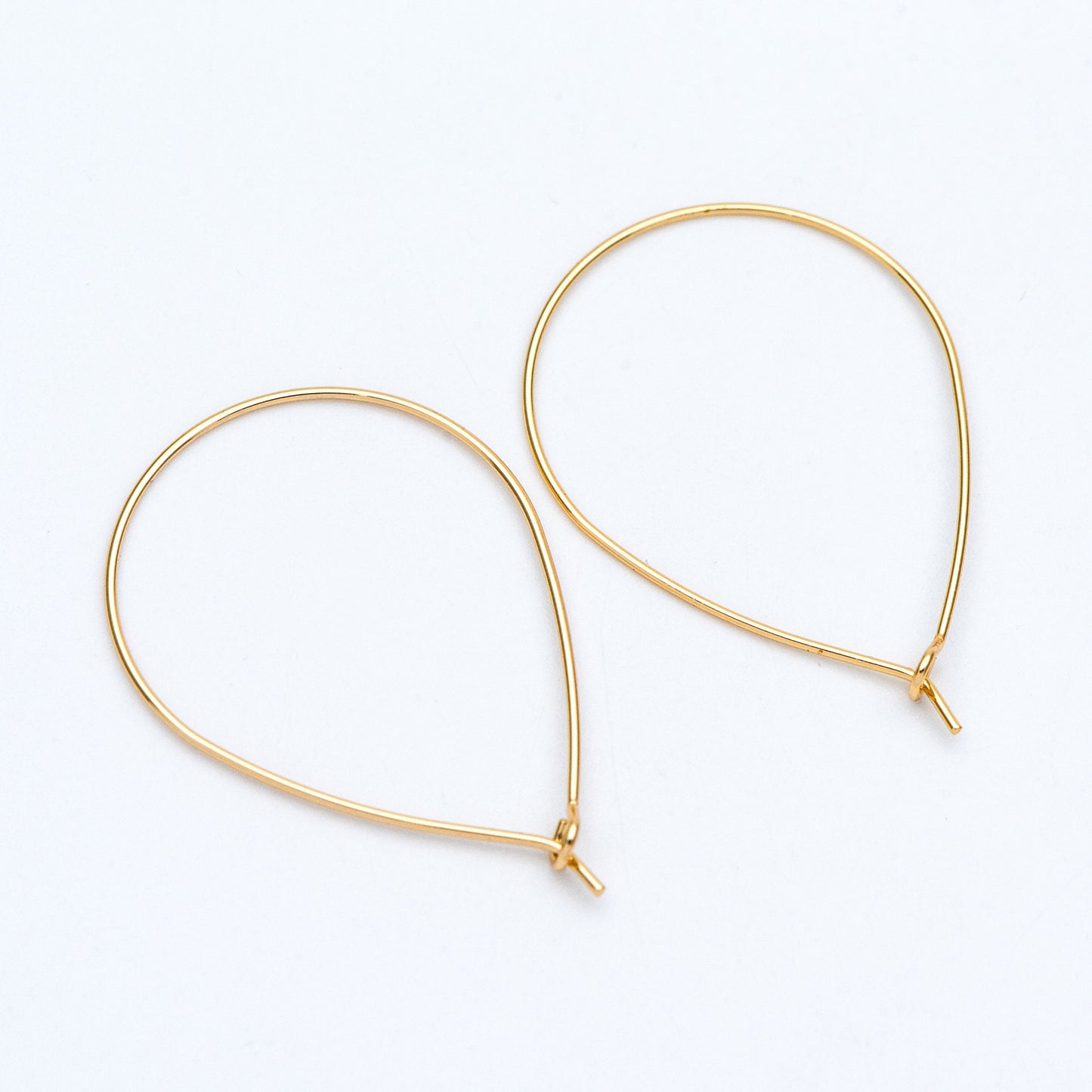 10pcs Gold/ Silver Tone Teardrop Earring Hoops, 38x26mm Geometric Ear Wire Charm Pendants, Threader Earring Components (GB-709)
