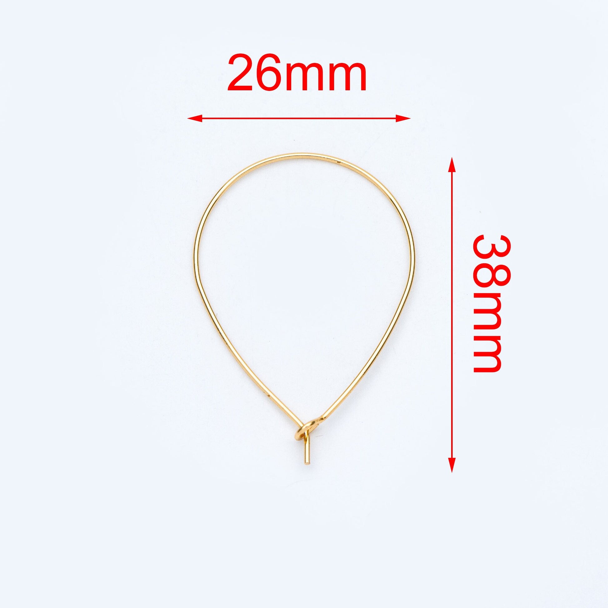 10pcs Gold/ Silver Tone Teardrop Earring Hoops, 38x26mm Geometric Ear Wire Charm Pendants, Threader Earring Components (GB-709)