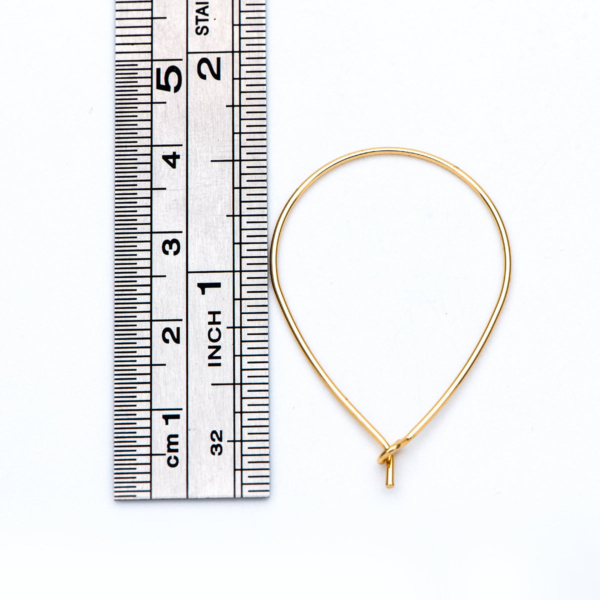 10pcs Gold/ Silver Tone Teardrop Earring Hoops, 38x26mm Geometric Ear Wire Charm Pendants, Threader Earring Components (GB-698-E)