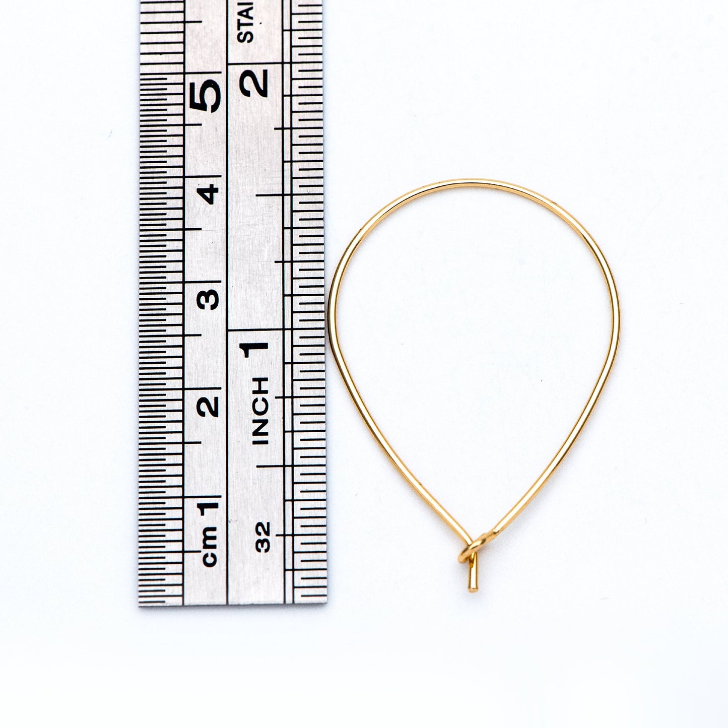 10pcs Gold/ Silver Tone Teardrop Earring Hoops, 38x26mm Geometric Ear Wire Charm Pendants, Threader Earring Components (GB-709)