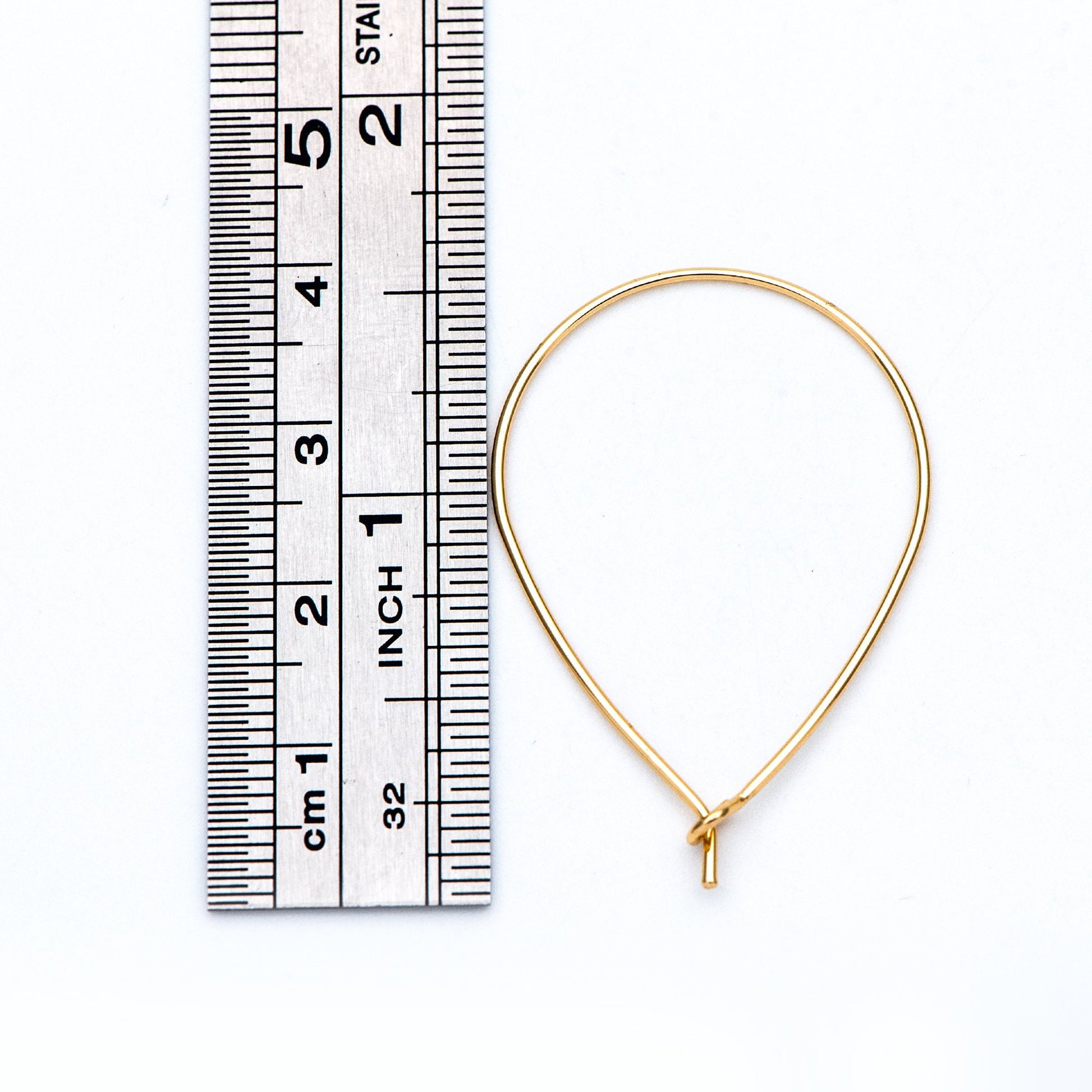 10pcs Gold/ Silver Tone Teardrop Earring Hoops, 38x26mm Geometric Ear Wire Charm Pendants, Threader Earring Components (GB-709)