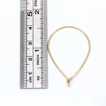 10pcs Gold/ Silver Tone Teardrop Earring Hoops, 38x26mm Geometric Ear Wire Charm Pendants, Threader Earring Components (GB-709)