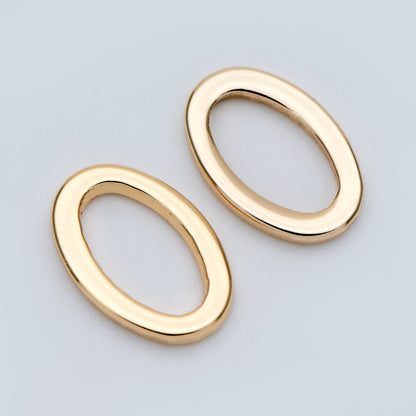 10pcs Gold/ Silver Oval Link Charms 15x10mm, Gold/ Rhodium plated Stainless Steel, Geometric Thick Hoop Connector Pendants (GB-752)