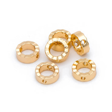 20pcs Gold plated Brass Ring Charms 6mm, Geometric Round Hoop with 2 Holes, Circle Connector Pendants (GB-816-1)
