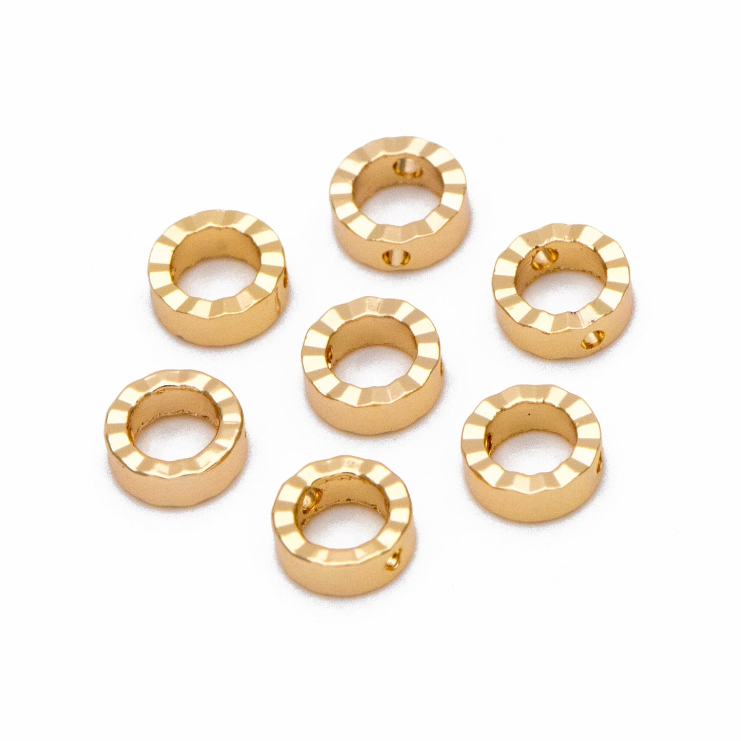20pcs Gold plated Brass Ring Charms 6mm, Geometric Round Hoop with 2 Holes, Circle Connector Pendants (GB-816-1)