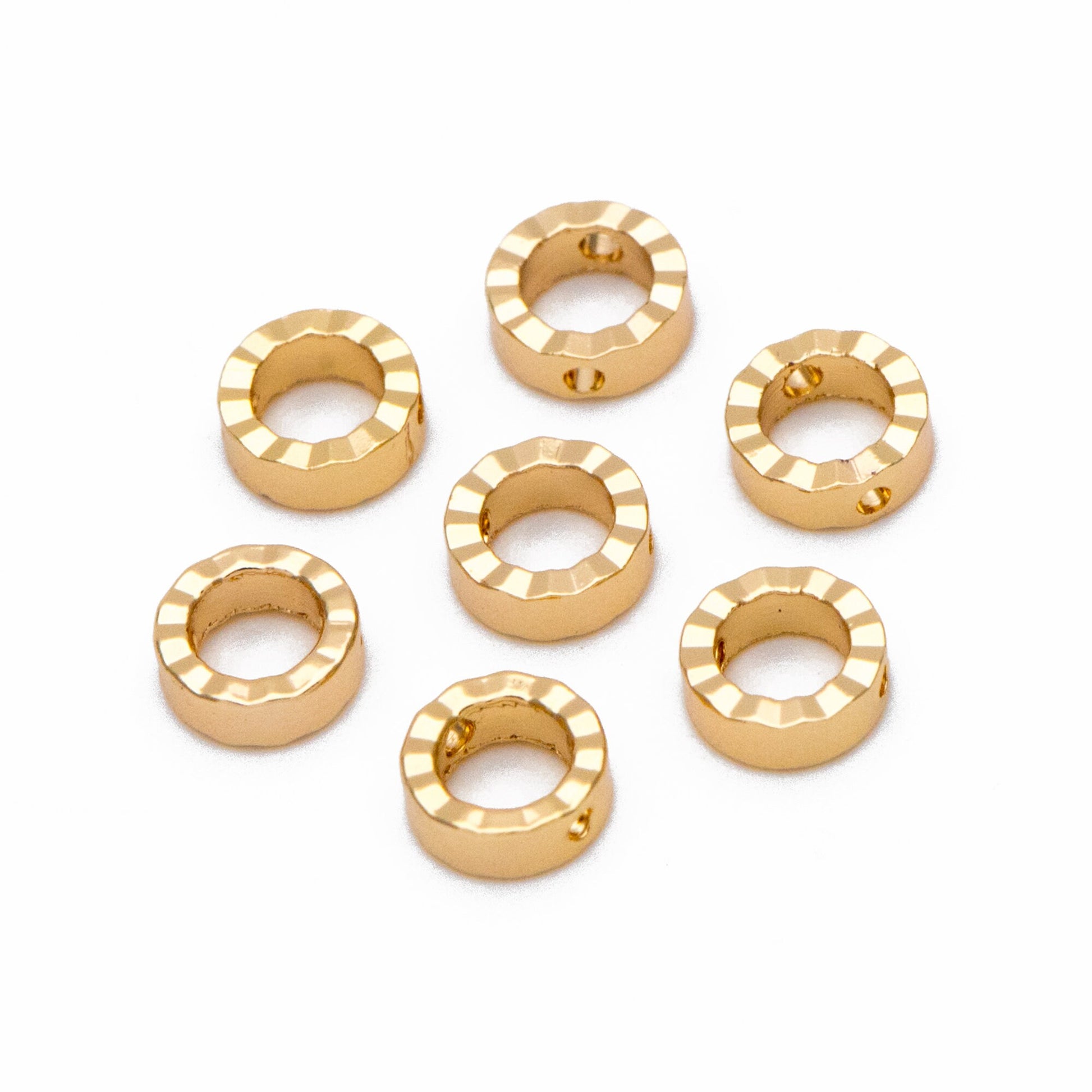 20pcs Gold plated Brass Ring Charms 6mm, Geometric Round Hoop with 2 Holes, Circle Connector Pendants (GB-816-1)